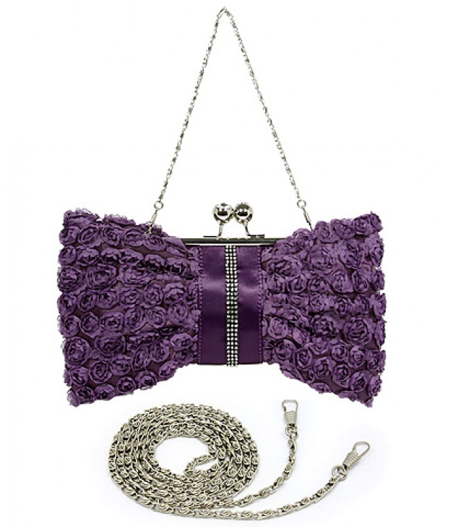 Evening Bag - Rosettes w/ Linear Beads – Purple – BG-639F-PL